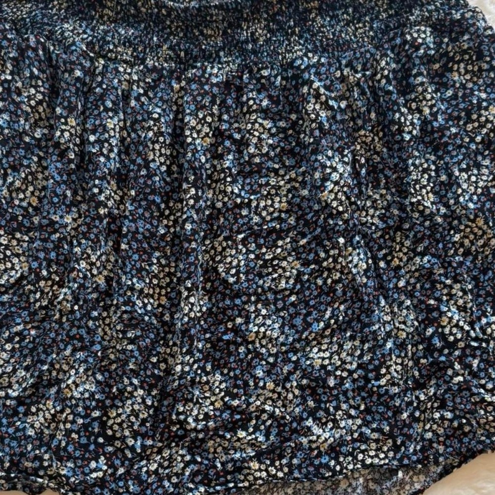 Rachel Zoe Womens Blue Black Floral Smocked Elastic Waist Mini Skirt